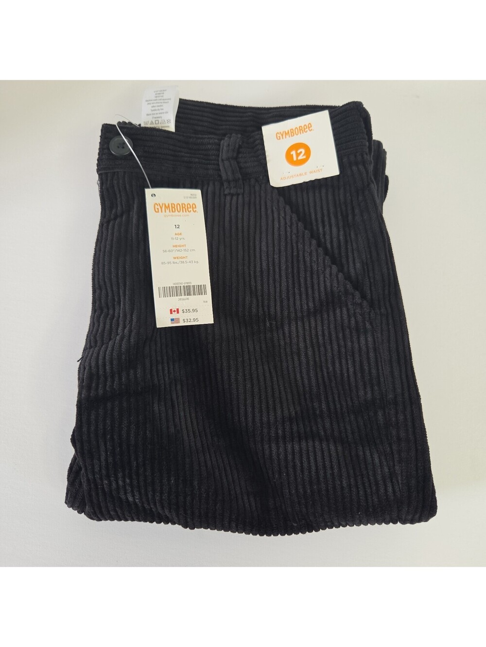 Gymboree Corduroy Pants Black Boy's 12 With Adjustable Waist